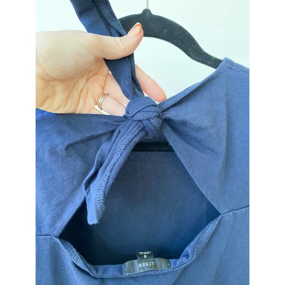 J. CREW Women's Navy Tie Back/Keyhole Back Mariner Three Quarter Sleeve Tee sz S - Picture 8 of 11